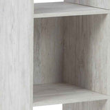 Benzara 6 Cube Wooden Organizer with Grain Details, Washed White BM227057 White Solid Wood BM227057