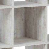 Benzara 9 Cube Wooden Organizer with Grain Details, Washed White BM227058 White Solid Wood BM227058