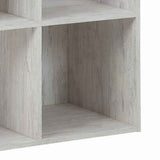 Benzara 9 Cube Wooden Organizer with Grain Details, Washed White BM227058 White Solid Wood BM227058