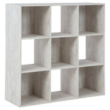 9 Cube Wooden Organizer with Grain Details, Washed White