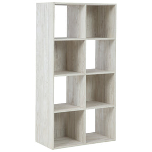 Benzara 8 Cube Wooden Organizer with Grain Details, Washed White BM227059 White Solid Wood BM227059