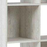 Benzara 8 Cube Wooden Organizer with Grain Details, Washed White BM227059 White Solid Wood BM227059