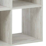 Benzara 8 Cube Wooden Organizer with Grain Details, Washed White BM227059 White Solid Wood BM227059