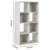 Benzara 8 Cube Wooden Organizer with Grain Details, Washed White BM227059 White Solid Wood BM227059