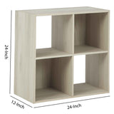 Benzara 4 Cube Wooden Organizer with Grain Details, Natural Brown BM227060 Brown Solid Wood BM227060