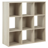 Benzara 9 Cube Wooden Organizer with Grain Details, Natural Brown BM227063 Brown Solid Wood BM227063