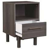 Benzara 1 Drawer Contemporary Wooden Nightstand with 1 Open Compartment, Gray BM227068 Gray Solid Wood BM227068