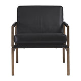 Benzara Metal Frame Accent Chair with Leatherette Seat and Back, Black and Bronze BM227077 Black, Bronze Leatherette, Metal BM227077