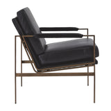 Benzara Metal Frame Accent Chair with Leatherette Seat and Back, Black and Bronze BM227077 Black, Bronze Leatherette, Metal BM227077