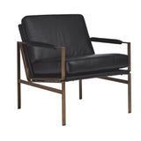Metal Frame Accent Chair with Leatherette Seat and Back, Black and Bronze