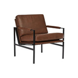 Metal Frame Accent Chair with Leatherette Seat and Back, Brown and Black