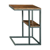 Benzara Wooden Top Accent Table with 1 Fixed Shelf and Metal Frame,Black and Brown BM227087 Black, Brown Solid wood, Metal BM227087