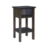 1 Storage Cubby Wooden Accent Table with Power Cord and Block Legs, Brown