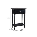 Benzara 1 Drawer Wooden Accent Table with Metal Cup Pull and Turned Legs, Black BM227095 Black Solid wood, Engineered wood, Veneer BM227095