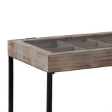 Benzara 10 Storage Cubbies Accent Cocktail Table with Hinged Glass Opening, Gray BM227098 Gray Solid wood BM227098