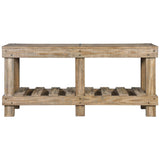 Benzara Wooden Plank Top Console Sofa Table with 1 Fixed Lower Shelf, Light Brown BM227100 Brown Solid wood BM227100