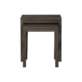 Benzara Farmhouse Nesting Accent Table with Wooden Geometric Base, Set of 2, Gray BM227104 Gray Solid wood BM227104