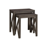 Benzara Farmhouse Nesting Accent Table with Wooden Geometric Base, Set of 2, Gray BM227104 Gray Solid wood BM227104