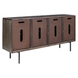 Benzara 4 Door Wooden Accent Cabinet with Rough Hewn Texture, Distressed Gray BM227113 Gray Solid wood BM227113