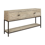 Benzara 4 Door Console Sofa Table with Carved Diamond Pattern, Distressed White BM227115 White Solid wood, Engineered wood BM227115