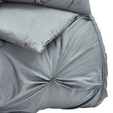 Benzara Fabric King Size Quilt Set with Pintuck Design and 2 Shams, Gray BM227125 Gray Fabric BM227125