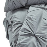 Benzara Fabric King Size Quilt Set with Pintuck Design and 2 Shams, Gray BM227125 Gray Fabric BM227125