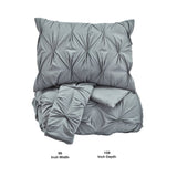 Benzara Fabric King Size Quilt Set with Pintuck Design and 2 Shams, Gray BM227125 Gray Fabric BM227125