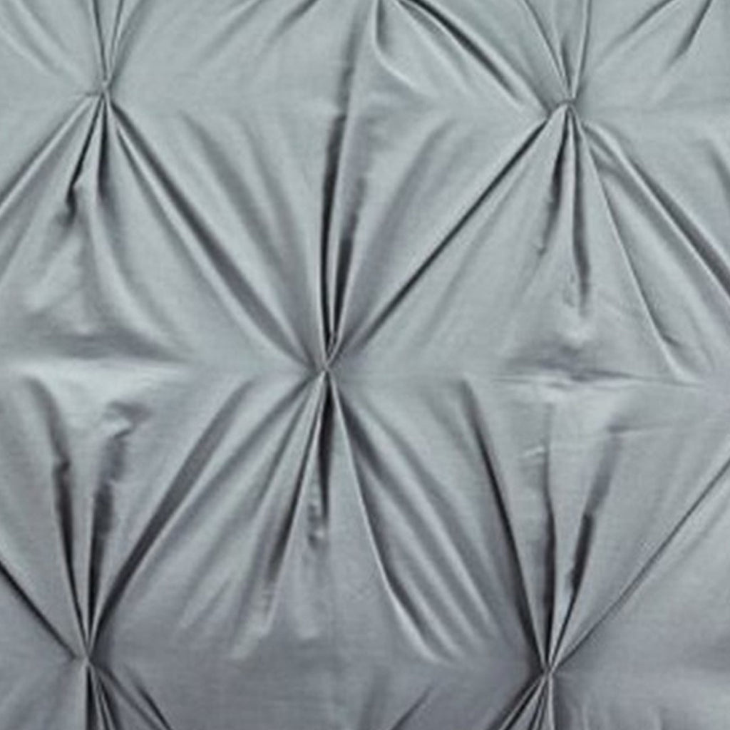Benzara Fabric Queen Size Quilt Set with Pintuck Design and 2 Shams, Gray BM227126 Gray Fabric BM227126