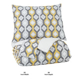 Benzara Fabric Queen Size Quilt Set with Diamond Pattern, Gray and Yellow BM227130 Gray, Yellow Fabric BM227130