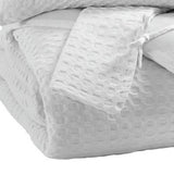 Benzara Fabric Queen Size Quilt Set with Stitched Grid Pattern and 2 Shams, White BM227135 White Fabric BM227135