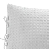 Benzara Fabric Queen Size Quilt Set with Stitched Grid Pattern and 2 Shams, White BM227135 White Fabric BM227135
