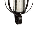 Benzara Intersected Round Metal Wall Sconce with Mercury Glass Hurricane, Bronze BM227142 Bronze Metal, Mercury Glass and Leather BM227142