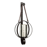 Intersected Round Metal Wall Sconce with Mercury Glass Hurricane, Bronze