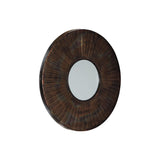 Benzara Round Metal Frame Accent Mirror with Sunburst Design, Antique Bronze BM227152 Bronze Metal and Mirror BM227152