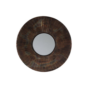 Benzara Round Metal Frame Accent Mirror with Sunburst Design, Antique Bronze BM227152 Bronze Metal and Mirror BM227152