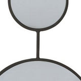 Benzara Round Metal Accent Mirror with Stacked Design, Black and Silver BM227155 Black and Silver Metal and Mirror BM227155