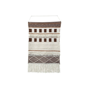 Benzara Hand Woven Wall Decor with Knots and Geometric Pattern, Brown and White BM227159 Brown and White Fabric BM227159