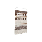 Benzara Hand Woven Wall Decor with Knots and Geometric Pattern, Brown and White BM227159 Brown and White Fabric BM227159