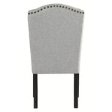 Benzara Button Tufted Fabric Upholstered Side Chair with Wooden Legs,Set of 2, Gray BM227171 Gray Solid Wood and Fabric BM227171