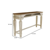 Benzara Wooden Counter Height Table with Open Compartments, Brown and Antique White BM227173 Brown and White Solid Wood, Engineered Wood and Veneer BM227173