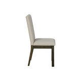 Benzara Fabric Upholstered Side Chair with Wooden Legs, Set of 2, Gray and Brown BM227174 Gray and Brown Solid Wood and Fabric BM227174