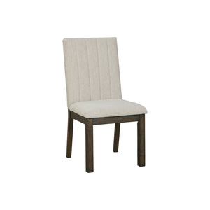 Benzara Fabric Upholstered Side Chair with Wooden Legs, Set of 2, Gray and Brown BM227174 Gray and Brown Solid Wood and Fabric BM227174