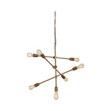 Contemporary Metal Pendant Light with Tubular Rods, Gold
