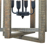 Benzara Intersected Wooden Frame Pendant Light with Metal Support, Gray and Black BM227184 Gray and Black Solid Wood and Metal BM227184