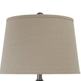 Benzara 150 Watt Ceramic Body Table Lamp with Tapered Fabric Shade, Green and Beige BM227185 Green and Beige Ceramic and Fabric BM227185