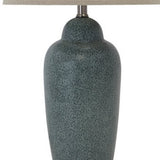 Benzara 150 Watt Ceramic Body Table Lamp with Tapered Fabric Shade, Green and Beige BM227185 Green and Beige Ceramic and Fabric BM227185