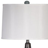 Benzara Pot Bellied Ceramic Table Lamp with Brushed Details,Set of 2,Gray and White BM227189 Gray and White Ceramic and Fabric BM227189