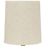 Benzara Pot Bellied Metal Table Lamp with Textured Golden Embellishment, White BM227194 White Metal and Fabric BM227194