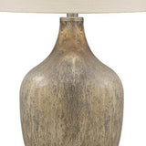 Benzara Mercury Glass Table Lamp with Drum Shade, Gold and Beige BM227212 Gold, Beige Glass, Fabric BM227212