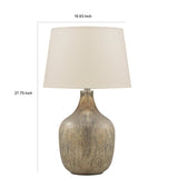 Benzara Mercury Glass Table Lamp with Drum Shade, Gold and Beige BM227212 Gold, Beige Glass, Fabric BM227212